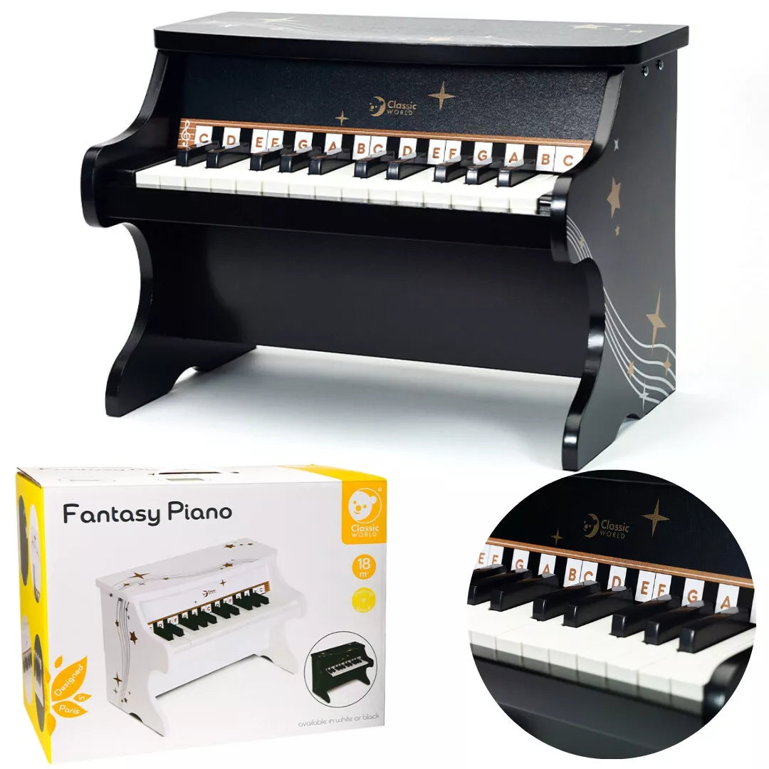 Classic World juodas medinis pianinas